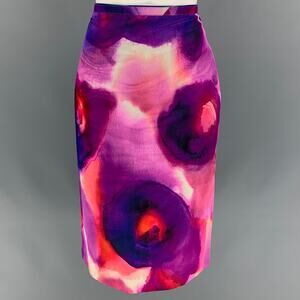BURBERRY PRORSUM Spring 2015 Size 4 Multi-Color Silk / Cotton Abstract Skirt